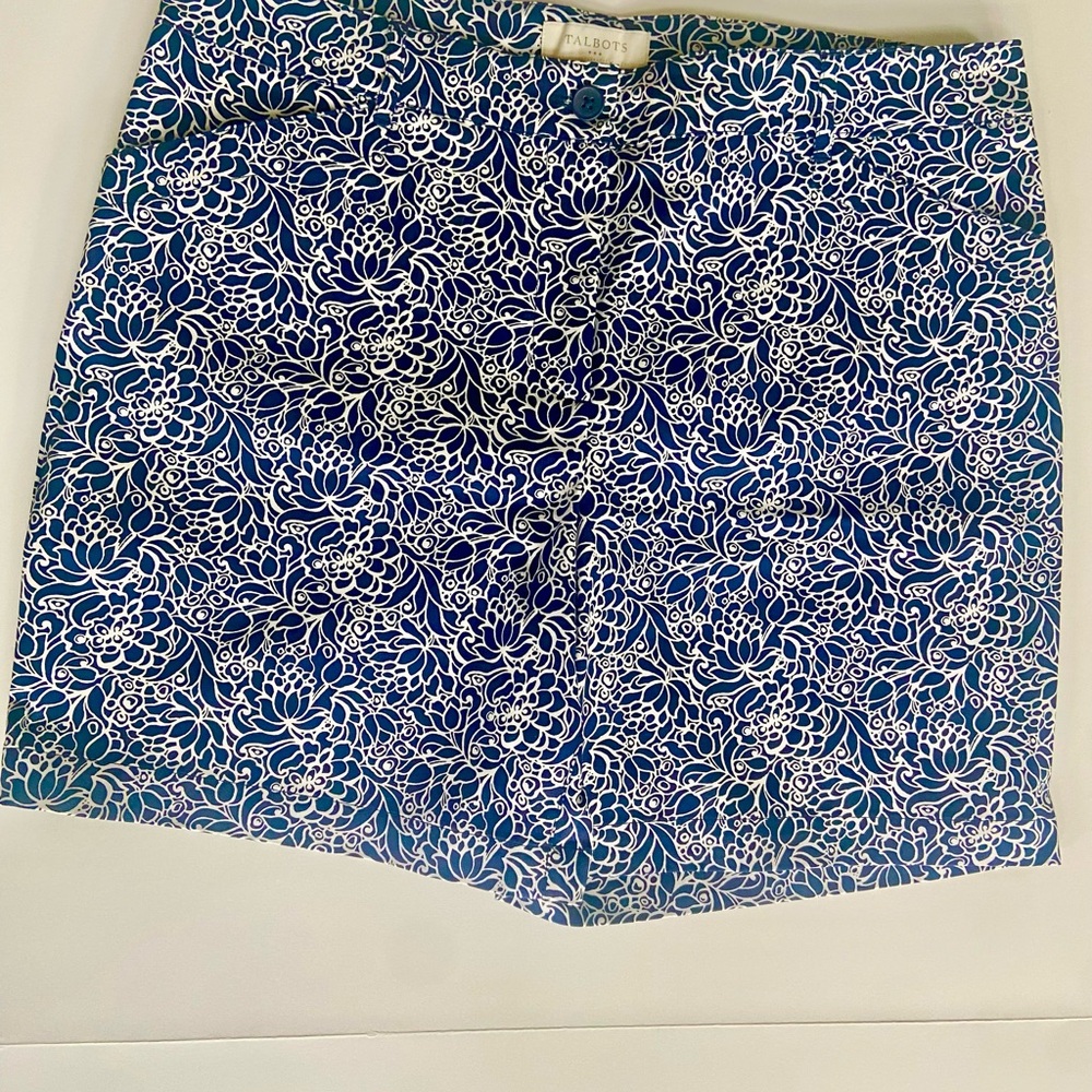 Talbots shorts bright navy white size 14